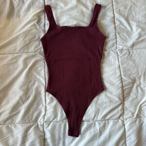 Ribbed Burgundy Bodysuit